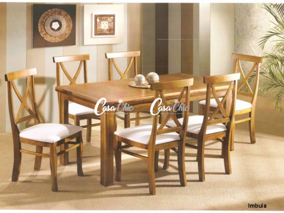 Conjunto Mesa de Jantar Uriel X com 06 Cadeiras 1.60 x 0.85 Retangular